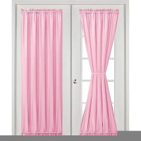 Hiasan French Door Curtains Privacy Rod Pocket Semi Sheer Front Curtain For Door Window 1 Panel Light Pink W 52 Inch X L 72