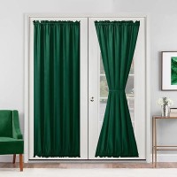 Hiasan French Door Curtains Privacy Rod Pocket Semi Sheer Front Curtain For Door Window 1 Panel Emerlad Green W 52 Inch X L