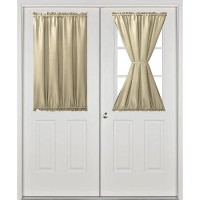 Hiasan French Door Curtains Privacy Rod Pocket Semi Sheer Front Curtain For Door Window 1 Panel Khaki W 24 Inch X L 40 Inch