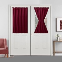 Hiasan French Door Curtains Privacy Rod Pocket Semi Sheer Front Curtain For Door Window 1 Panel Burgundy W 52 Inch X L 40 In