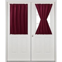 Hiasan French Door Curtains Privacy Rod Pocket Semi Sheer Front Curtain For Door Window 1 Panel Burgundy W 52 Inch X L 40 In