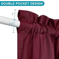 Hiasan French Door Curtains Privacy Rod Pocket Semi Sheer Front Curtain For Door Window 1 Panel Burgundy W 52 Inch X L 40 In