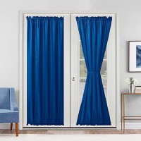 Hiasan French Door Curtains Privacy Rod Pocket Semi Sheer Front Curtain For Door Window 1 Panel Royal Blue W 52 Inch X L 72