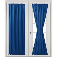 Hiasan French Door Curtains Privacy Rod Pocket Semi Sheer Front Curtain For Door Window 1 Panel Royal Blue W 52 Inch X L 72