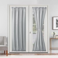 Hiasan French Door Curtains Privacy Rod Pocket Semi Sheer Front Curtain For Door Window 1 Panel Silver Grey W 24 Inch X L 72