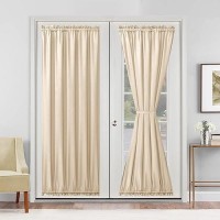 Hiasan French Door Curtains Privacy Rod Pocket Semi Sheer Front Curtain For Door Window 1 Panel Beige W 52 Inch X L 72 Inch