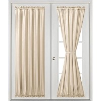 Hiasan French Door Curtains Privacy Rod Pocket Semi Sheer Front Curtain For Door Window 1 Panel Beige W 52 Inch X L 72 Inch