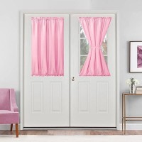 Hiasan French Door Curtains Privacy Rod Pocket Semi Sheer Front Curtain For Door Window 1 Panel Light Pink W 24 Inch X L 40