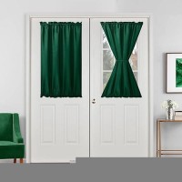 Hiasan French Door Curtains Privacy Rod Pocket Semi Sheer Front Curtain For Door Window 1 Panel Hunter Green W 24 Inch X L 4