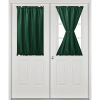 Hiasan French Door Curtains Privacy Rod Pocket Semi Sheer Front Curtain For Door Window 1 Panel Hunter Green W 24 Inch X L 4