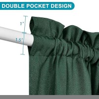 Hiasan French Door Curtains Privacy Rod Pocket Semi Sheer Front Curtain For Door Window 1 Panel Hunter Green W 24 Inch X L 4