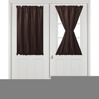 Hiasan French Door Curtains Privacy Rod Pocket Semi Sheer Front Curtain For Door Window 1 Panel Chocolate W 24 Inch X L 40 I