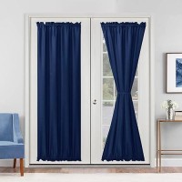 Hiasan French Door Curtains Privacy Rod Pocket Semi Sheer Front Curtain For Door Window 1 Panel Navy Blue W 24 Inch X L 72 I