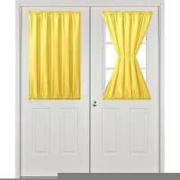 Hiasan French Door Curtains Privacy Rod Pocket Semi Sheer Front Curtain For Door Window 1 Panel Yellow W 52 Inch X L 40 Inch