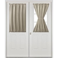 Hiasan French Door Curtains Privacy Rod Pocket Semi Sheer Front Curtain For Door Window 1 Panel Taupe W 52 Inch X L 40 Inch