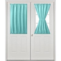 Hiasan French Door Curtains Privacy Rod Pocket Semi Sheer Front Curtain For Door Window 1 Panel Aqua W 52 Inch X L 40 Inch