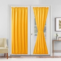 Hiasan French Door Curtains Privacy Rod Pocket Semi Sheer Front Curtain For Door Window 1 Panel Golden Orange W 52 Inch X L