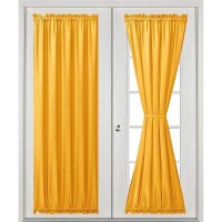 Hiasan French Door Curtains Privacy Rod Pocket Semi Sheer Front Curtain For Door Window 1 Panel Golden Orange W 52 Inch X L