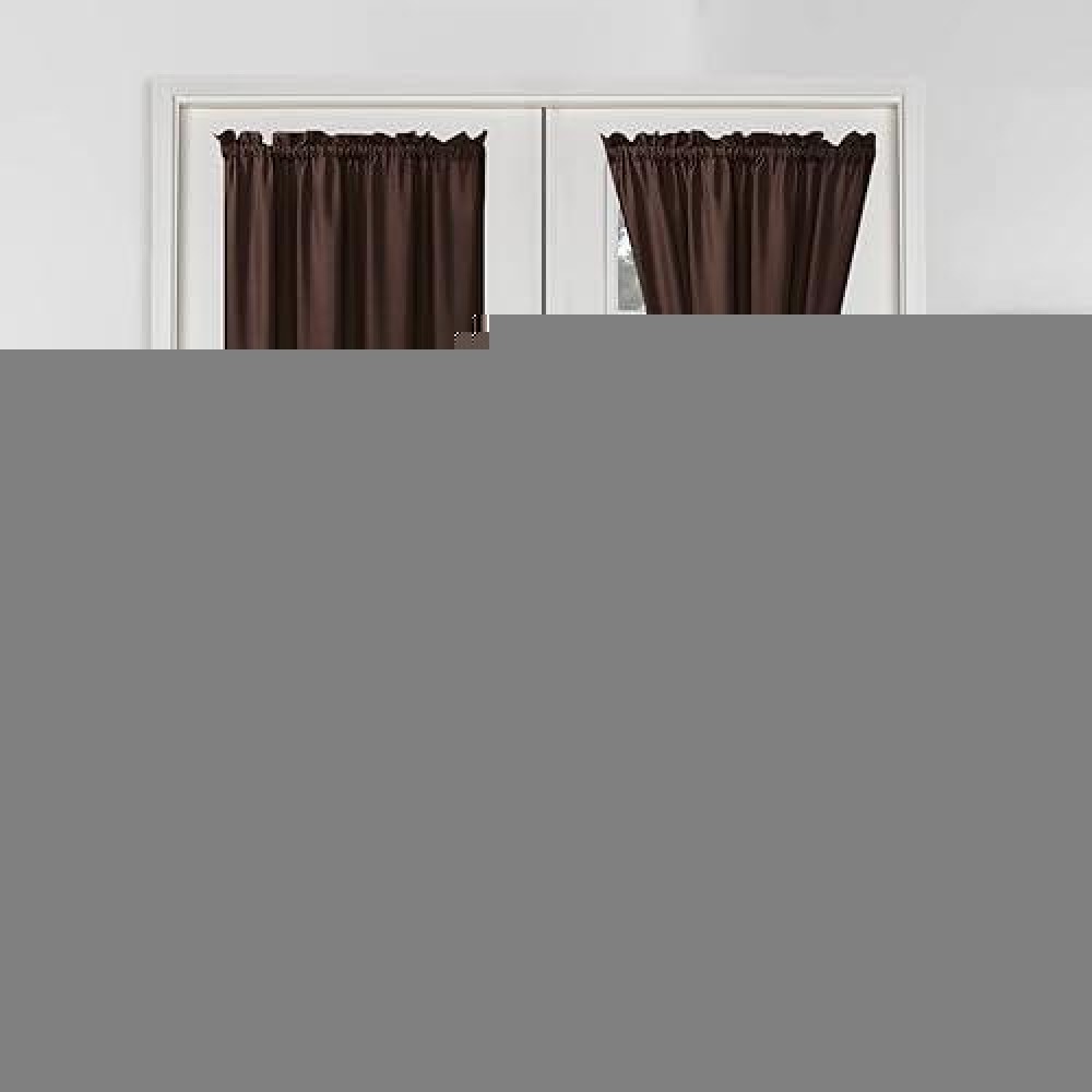 Hiasan French Door Curtains Privacy Rod Pocket Semi Sheer Front Curtain For Door Window 1 Panel Chocolate W 24 Inch X L 72 I