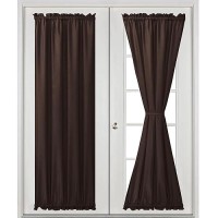 Hiasan French Door Curtains Privacy Rod Pocket Semi Sheer Front Curtain For Door Window 1 Panel Chocolate W 24 Inch X L 72 I