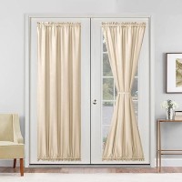 Hiasan French Door Curtains Privacy Rod Pocket Semi Sheer Front Curtain For Door Window 1 Panel Beige W 24 Inch X L 72 Inch