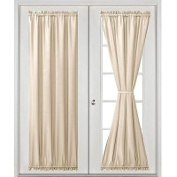 Hiasan French Door Curtains Privacy Rod Pocket Semi Sheer Front Curtain For Door Window 1 Panel Beige W 24 Inch X L 72 Inch