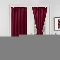 Hiasan French Door Curtains Privacy Rod Pocket Semi Sheer Front Curtain For Door Window 1 Panel Burgundy W 52 Inch X L 72 In