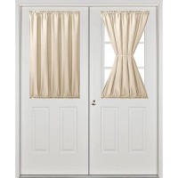 Hiasan French Door Curtains Privacy Rod Pocket Semi Sheer Front Curtain For Door Window 1 Panel Beige W 52 Inch X L 40 Inch