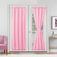 Hiasan French Door Curtains Privacy Rod Pocket Semi Sheer Front Curtain For Door Window 1 Panel Light Pink W 24 Inch X L 72