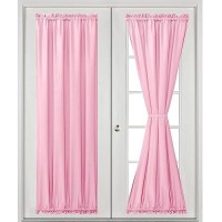 Hiasan French Door Curtains Privacy Rod Pocket Semi Sheer Front Curtain For Door Window 1 Panel Light Pink W 24 Inch X L 72