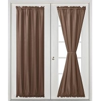 Hiasan French Door Curtains Privacy Rod Pocket Semi Sheer Front Curtain For Door Window 1 Panel Tan W 24 Inch X L 72 Inch