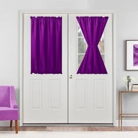 Hiasan French Door Curtains Privacy Rod Pocket Semi Sheer Front Curtain For Door Window 1 Panel Royal Purple W 24 Inch X L 4