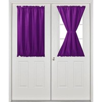 Hiasan French Door Curtains Privacy Rod Pocket Semi Sheer Front Curtain For Door Window 1 Panel Royal Purple W 24 Inch X L 4