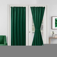 Hiasan French Door Curtains Privacy Rod Pocket Semi Sheer Front Curtain For Door Window 1 Panel Hunter Green W 52 Inch X L 7