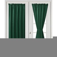 Hiasan French Door Curtains Privacy Rod Pocket Semi Sheer Front Curtain For Door Window 1 Panel Hunter Green W 52 Inch X L 7