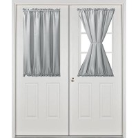 Hiasan French Door Curtains Privacy Rod Pocket Semi Sheer Front Curtain For Door Window 1 Panel Silver Grey W 24 Inch X L 40