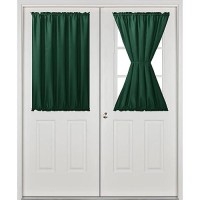 Hiasan French Door Curtains Privacy Rod Pocket Semi Sheer Front Curtain For Door Window 1 Panel Hunter Green W 52 Inch X L 4