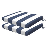 Honeycomb Indoor/Outdoor Cabana Stripe Blue & White Universal Seat Cushion: Recycled Fiberfill, Weather Resistant, Comfortable And Stylish Pack Of 2 Patio Cushions: 18