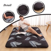 Xicikin Japanese Floor Mattress, Japanese Futon Mattress Foldable Mattress, Roll Up Mattress Tatami Mat With Washable Cover, Easy To Store And Portable For Camping, Black Feather, Twin Full Queen