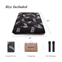 Xicikin Japanese Floor Mattress, Japanese Futon Mattress Foldable Mattress, Roll Up Mattress Tatami Mat With Washable Cover, Easy To Store And Portable For Camping, Black Feather, Twin Full Queen