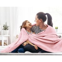 Utopia Bedding 100% Cotton Blanket (Queen Size - 90X90 Inches) 350Gsm Lightweight Thermal Blanket  Soft Breathable Blanket For All Seasons (Dusky Pink)