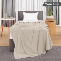 Utopia Bedding 100% Cotton Blanket (Twin Size - 90X72 Inches) 350Gsm Lightweight Thermal Blanket  Soft Breathable Blanket For All Seasons (Khaki)