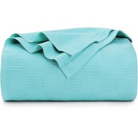 Utopia Bedding 100% Cotton Blanket (Queen Size - 90X90 Inches) 350Gsm Lightweight Thermal Blanket  Soft Breathable Blanket For All Seasons (Mint)