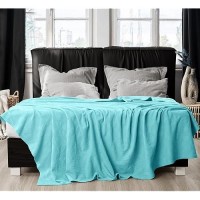 Utopia Bedding 100% Cotton Blanket (Queen Size - 90X90 Inches) 350Gsm Lightweight Thermal Blanket  Soft Breathable Blanket For All Seasons (Mint)