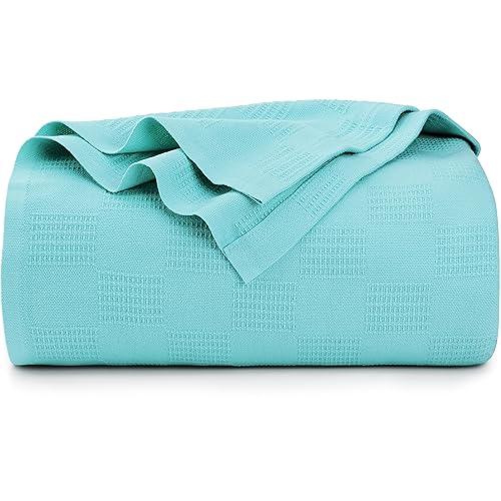 Utopia Bedding 100% Cotton Blanket (King Size - 90X108 Inches) 350Gsm Lightweight Thermal Blanket  Soft Breathable Blanket For All Seasons (Mint)