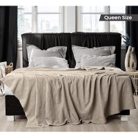 Utopia Bedding 100% Cotton Blanket (Queen Size - 90X90 Inches) 350Gsm Lightweight Thermal Blanket  Soft Breathable Blanket For All Seasons (Khaki)