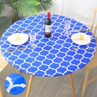 Smiry Round Picnic Tablecloth, Waterproof Elastic Fitted Table Covers For 45