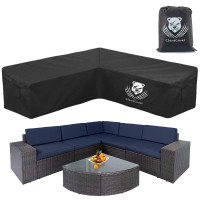 Waterproof Outdoor Patio V-Shaped Sectional Sofa Couch Covers,Heavy Duty Wicker Rattan Furniture Set Cover,Uv-Resistant Durable Polyester Cloth,Air Vent,6 Windproof Strap,91L/91Lx34Dx31H Inch