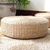 Algado Japanese Style Handcrafted Eco-Friendly Breathable Padded Knitted Straw Flat Seat Cushion, Garden Dining Room Home Decor Outdoor