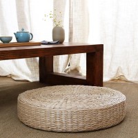 Algado Japanese Style Handcrafted Eco-Friendly Breathable Padded Knitted Straw Flat Seat Cushion, Garden Dining Room Home Decor Outdoor